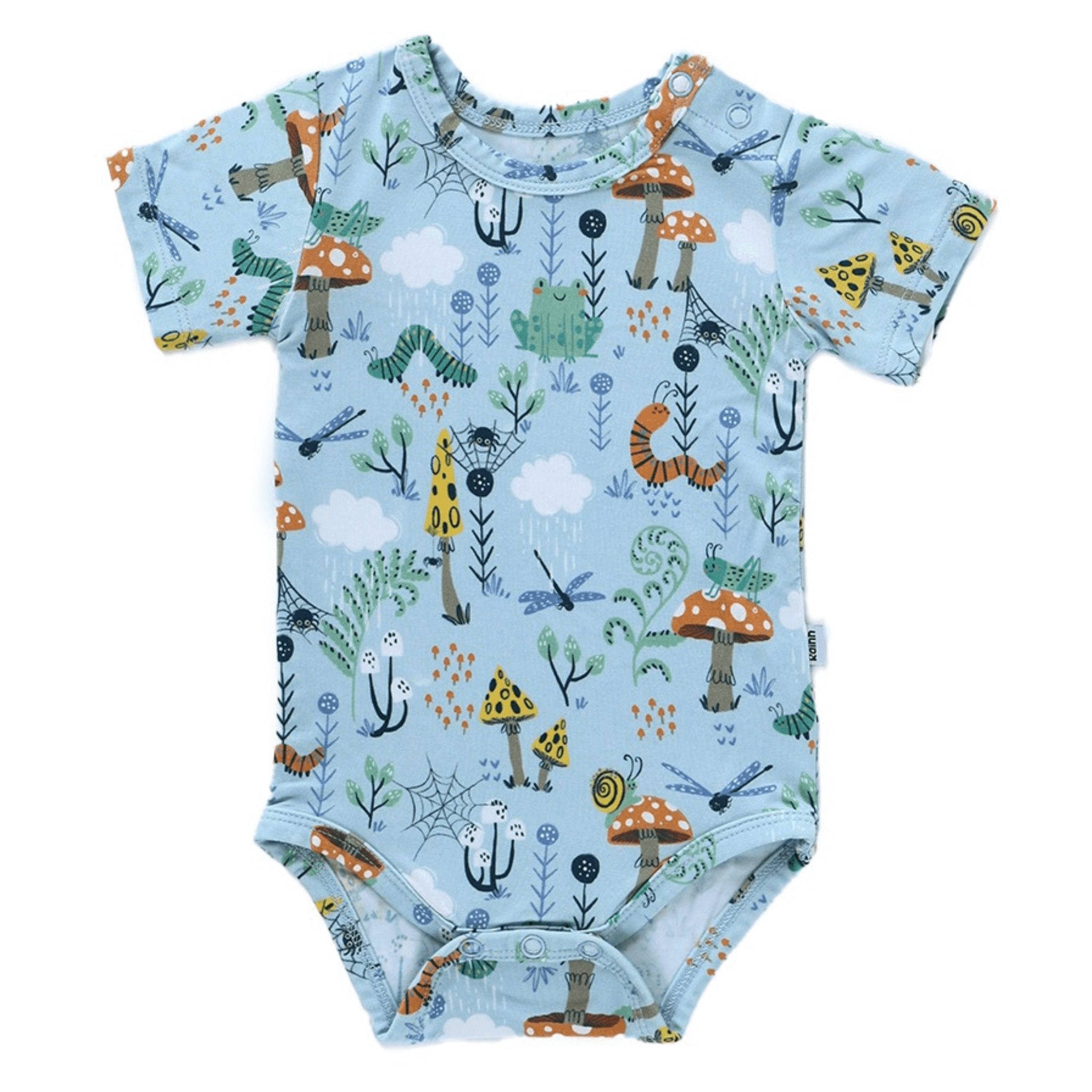 Cute bamboo onsie featuring vibrant animal and nature prints, ideal for babies' comfort and playful adventures.