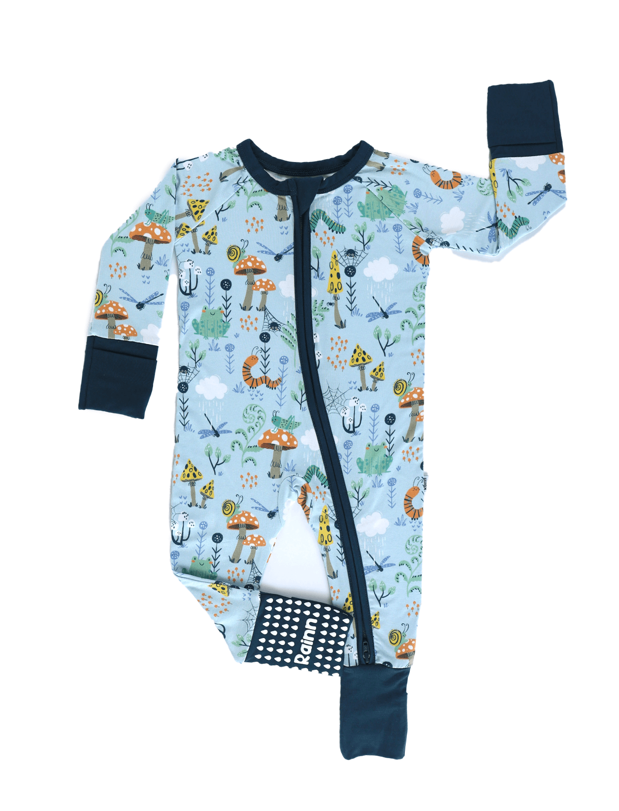 Critter Hollow Zipp Jammies in RainnWeave™ bamboo, featuring earthy colors and nature-inspired prints for cozy sleep.