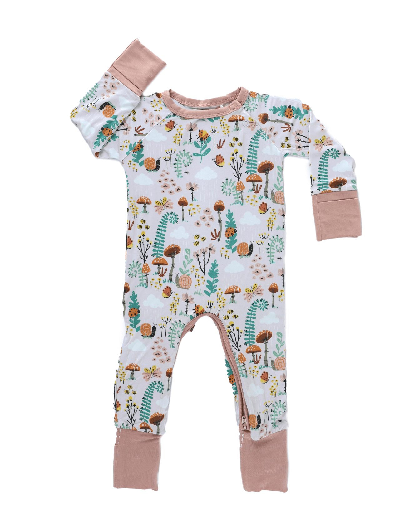 Cozy baby jammies in Fern print, featuring soft bamboo fabric for breathable, hypoallergenic comfort.